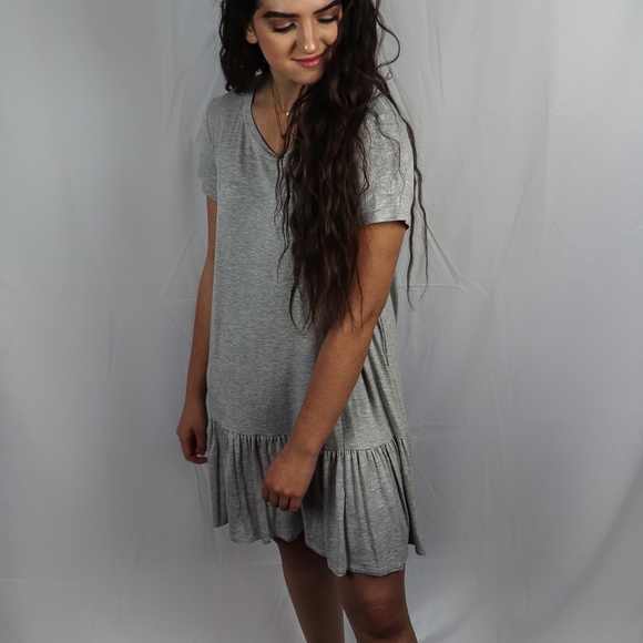 Grey Ruffle Dress - Picture 1 of 3